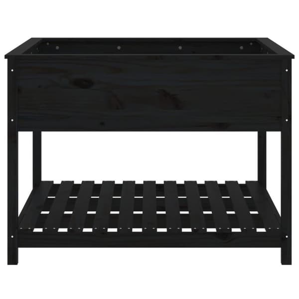 vidaXL Plantekasse med hylle svart 111,5x111,5x81 cm heltre furu