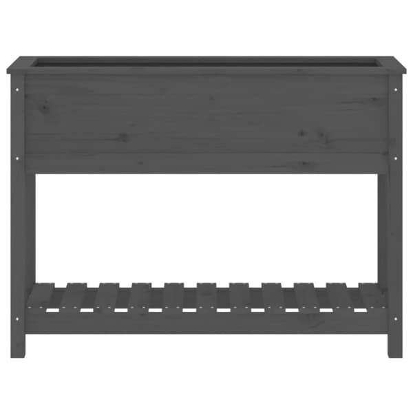 vidaXL Odlingslåda med hylla grå 111,5x34,5x81 cm massiv furu