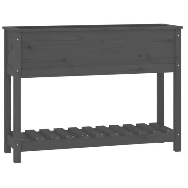 vidaXL Odlingslåda med hylla grå 111,5x34,5x81 cm massiv furu