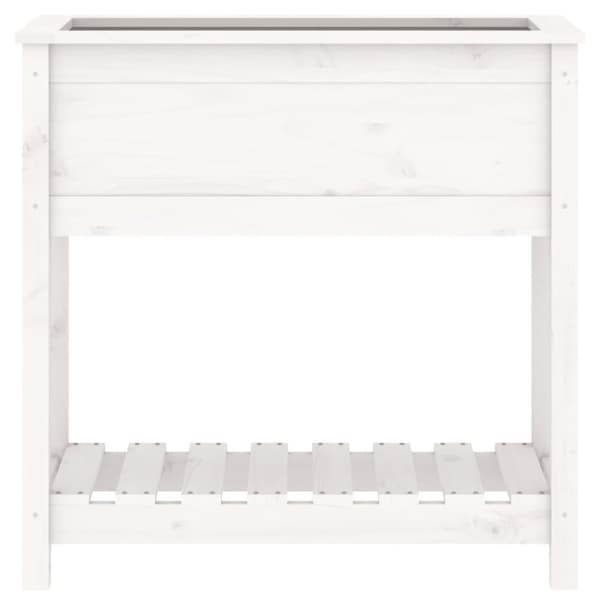 vidaXL Plantekasse med hylle hvit 82,5x34,5x81 cm heltre furu