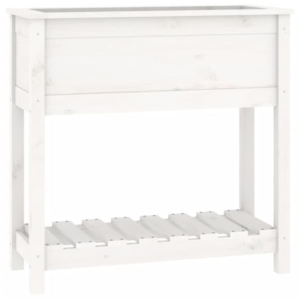 vidaXL Plantekasse med hylle hvit 82,5x34,5x81 cm heltre furu