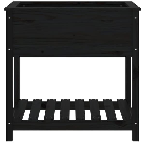vidaXL Odlingslåda med hylla svart 82,5x54x81 cm massiv furu