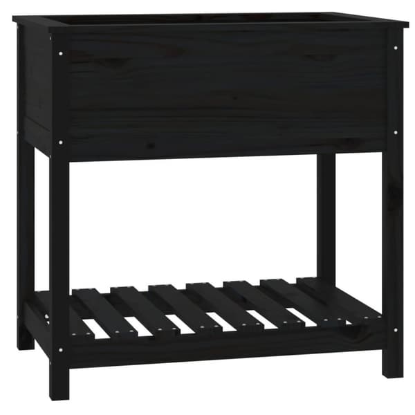 vidaXL Plantekasse med hylle svart 82,5x54x81 cm heltre furu