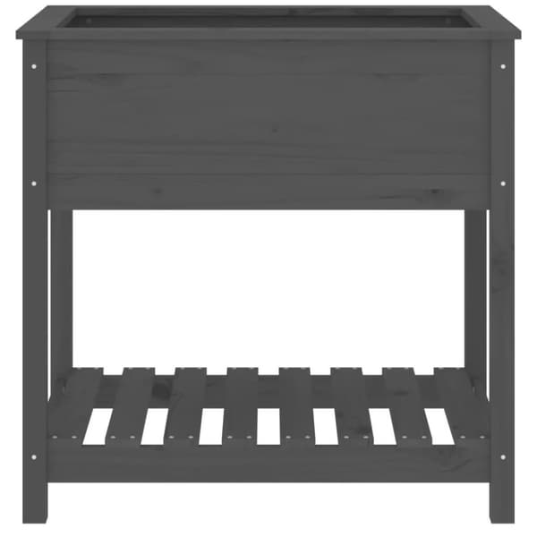 vidaXL Odlingslåda med hylla grå 82,5x54x81 cm massiv furu