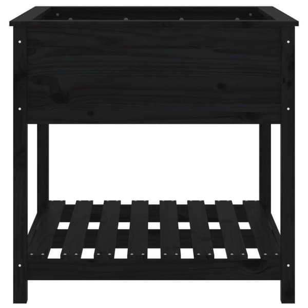 vidaXL Odlingslåda med hylla svart 82,5x82,5x81 cm massiv furu