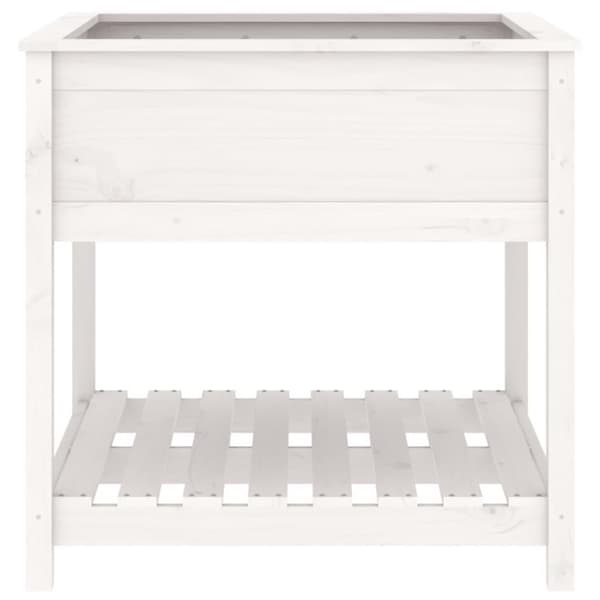 vidaXL Odlingslåda med hylla vit 82,5x82,5x81 cm massiv furu