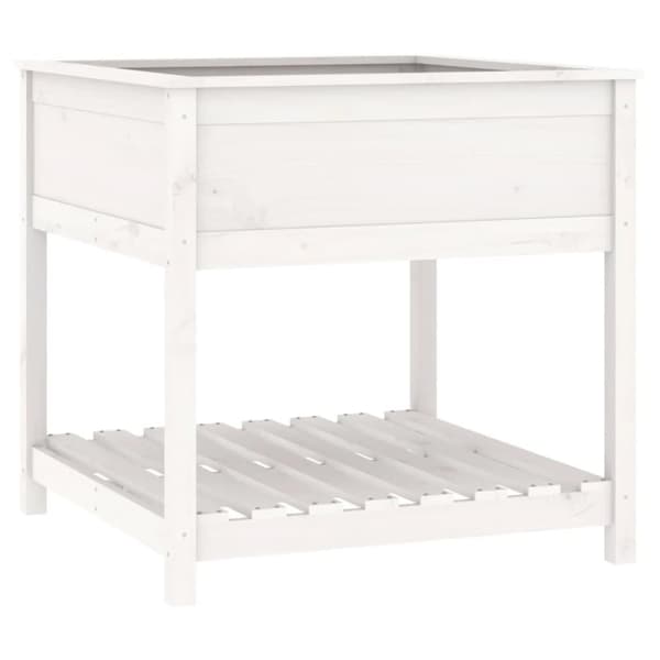 vidaXL Odlingslåda med hylla vit 82,5x82,5x81 cm massiv furu