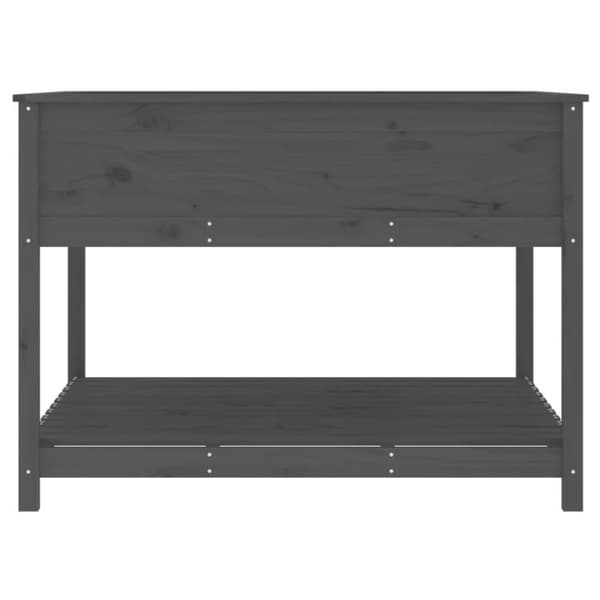 vidaXL Odlingslåda med hylla grå 111,5x111,5x81 cm massiv furu