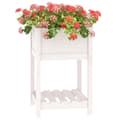 Miniatyrbilde 3 av 9: vidaXL Plantekasse med hylle hvit 54x54x81 cm heltre furu