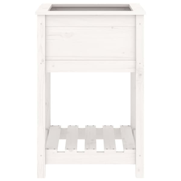 vidaXL Plantekasse med hylle hvit 54x54x81 cm heltre furu