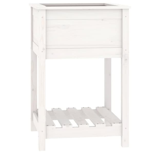 vidaXL Plantekasse med hylle hvit 54x54x81 cm heltre furu
