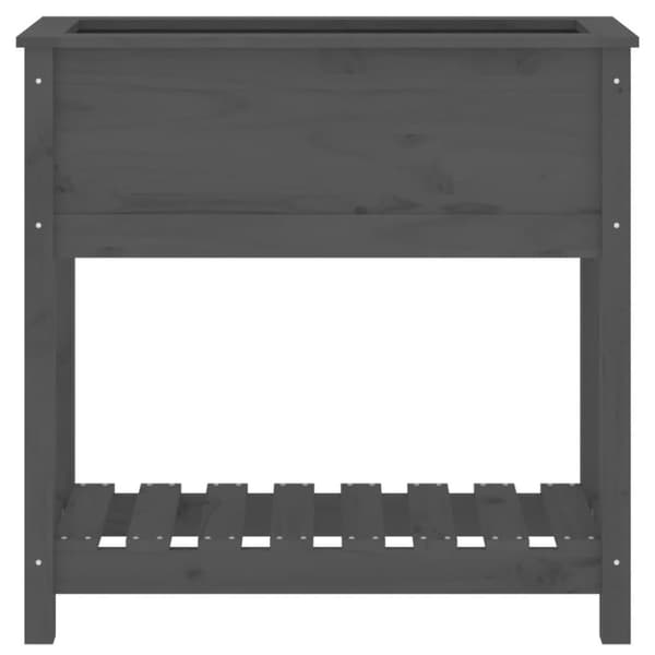 vidaXL plantekasse med hylde 82,5x34,5x81 cm massivt fyrretræ grå