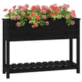 Miniatyrbillede 3 af 9: vidaXL plantekasse med hylde 111,5x34,5x81 cm massivt fyrretræ sort
