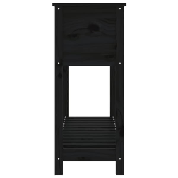 vidaXL plantekasse med hylde 111,5x34,5x81 cm massivt fyrretræ sort