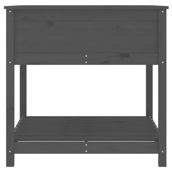 vidaXL plantekasse med hylde 82,5x82,5x81 cm massivt fyrretræ grå