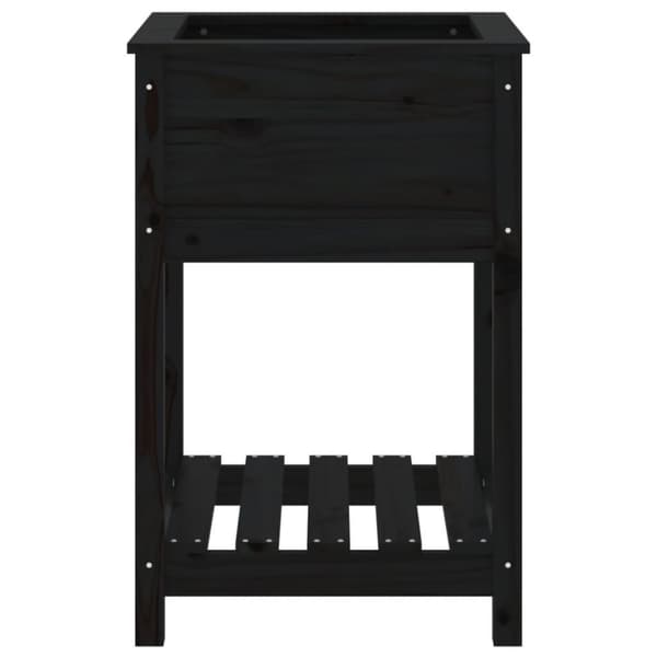vidaXL plantekasse med hylde 54x54x81 cm massivt fyrretræ sort