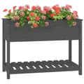 Miniatyrbilde 3 av 9: vidaXL Plantekasse med hylle svart 111,5x54x81 cm heltre furu
