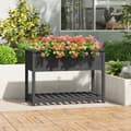 Miniatyrbilde 8 av 9: vidaXL Plantekasse med hylle svart 111,5x54x81 cm heltre furu