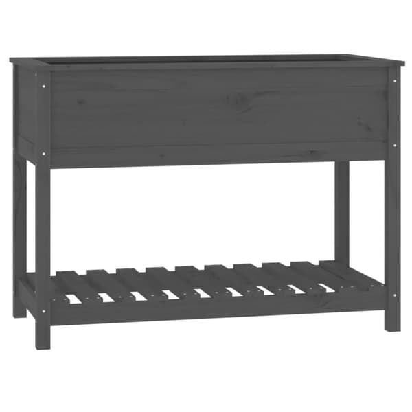 vidaXL Odlingslåda med hylla grå 111,5x54x81 cm massiv furu