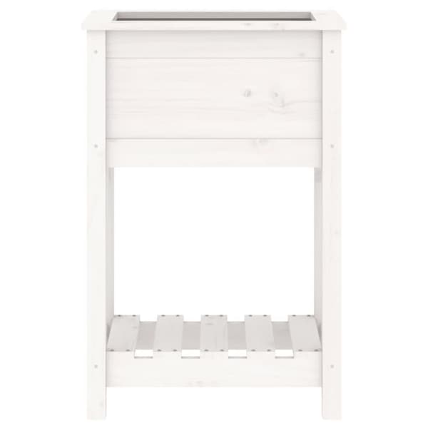 vidaXL plantekasse med hylde 54x34,5x81 cm massivt fyrretræ hvid