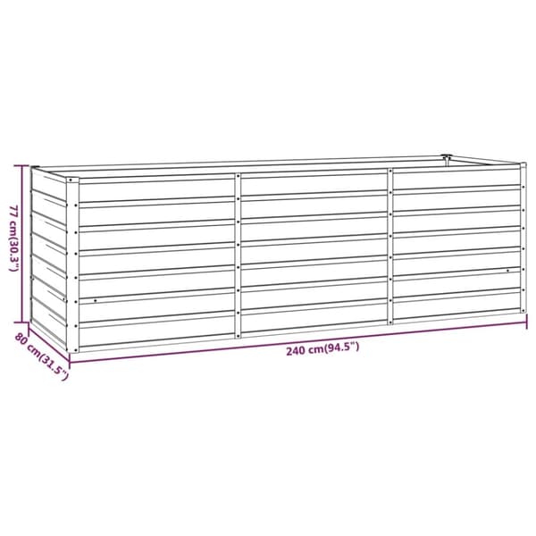 vidaXL Odlingslåda rostig 240x80x77 cm rosttrögt stål