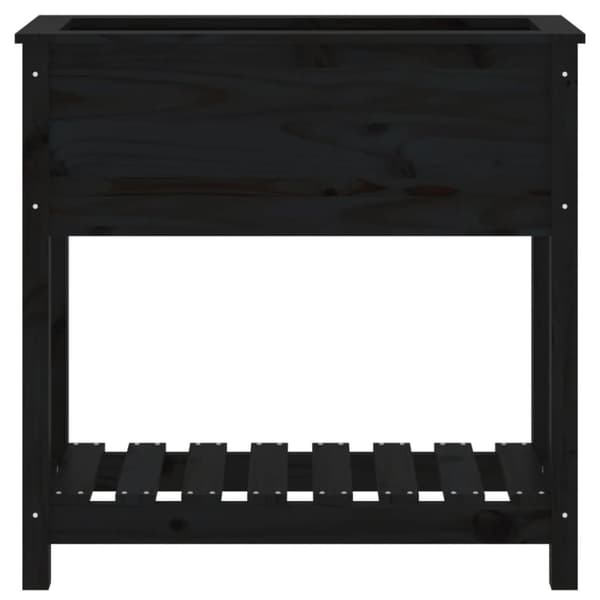 vidaXL plantekasse med hylde 82,5x34,5x81 cm massivt fyrretræ sort