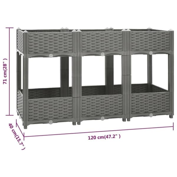vidaXL højbed 120x40x71 cm polypropylen