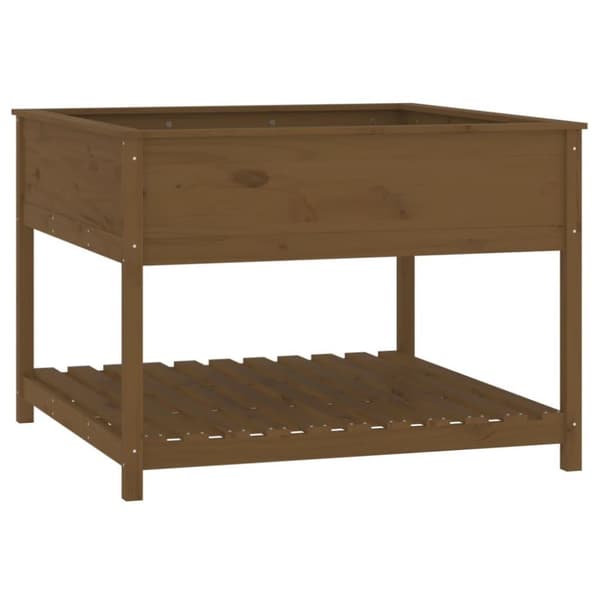 vidaXL Odlingslåda med hylla honungsbrun 111,5x111,5x81 cm massiv furu