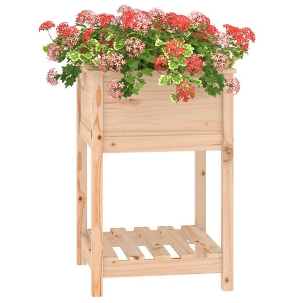 vidaXL Odlingslåda med hylla 54x54x81 cm massiv furu