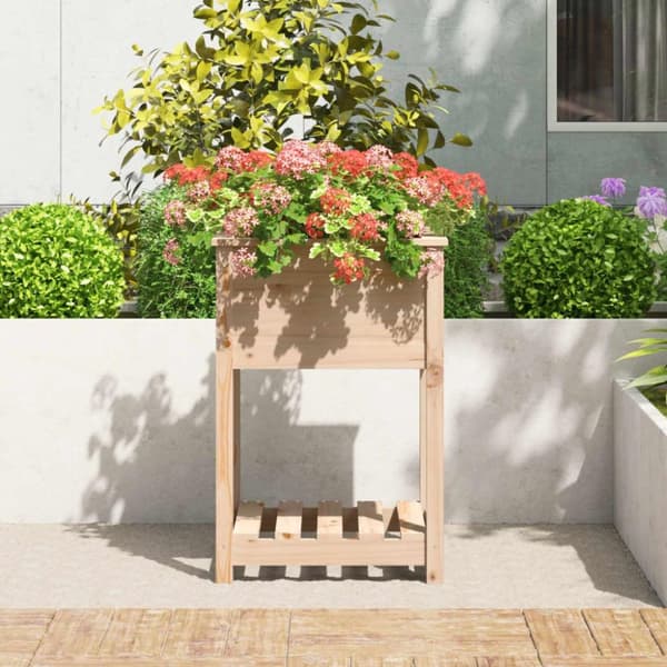vidaXL Odlingslåda med hylla 54x54x81 cm massiv furu
