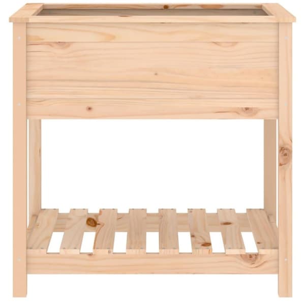vidaXL Plantekasse med hylle hvit 82,5x54x81 cm heltre furu