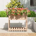 Miniatyrbilde 2 av 9: vidaXL Plantekasse med hylle hvit 82,5x54x81 cm heltre furu