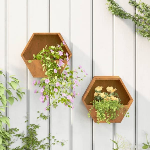 vidaXL væghængte plantekasser 2 stk. 30x10x25 cm cortenstål rustfarvet