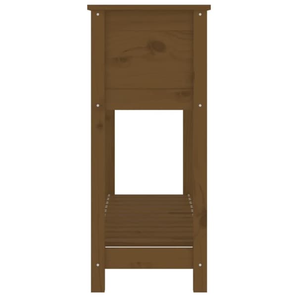 vidaXL plantekasse med hylde 111,5x34,5x81 cm massivt fyrretræ brun
