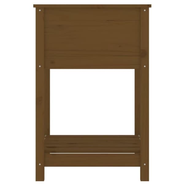 vidaXL plantekasse med hylde 54x54x81 cm massivt fyrretræ gyldenbrun