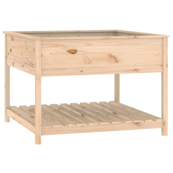 vidaXL Kukkalaatikko hyllyllä 111,5x111,5x81 cm täysi mänty