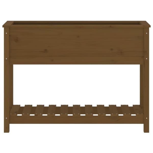 vidaXL Plantekasse med hylle honningbrun 111,5x34,5x81 cm heltre furu