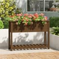 Miniatyrbilde 8 av 9: vidaXL Plantekasse med hylle honningbrun 111,5x34,5x81 cm heltre furu