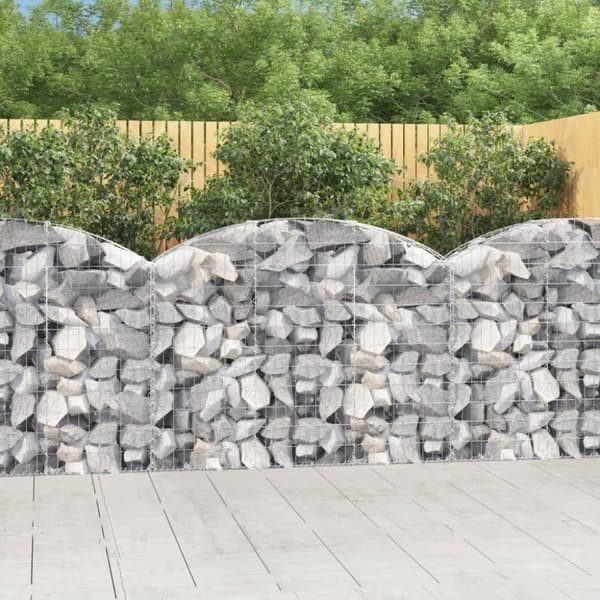 vidaXL buet gabionkurv 150x30x100/120 cm galvaniseret jern