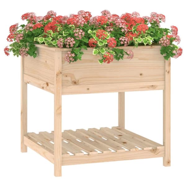 vidaXL Kukkalaatikko hyllyllä 82,5x82,5x81 cm täysi mänty