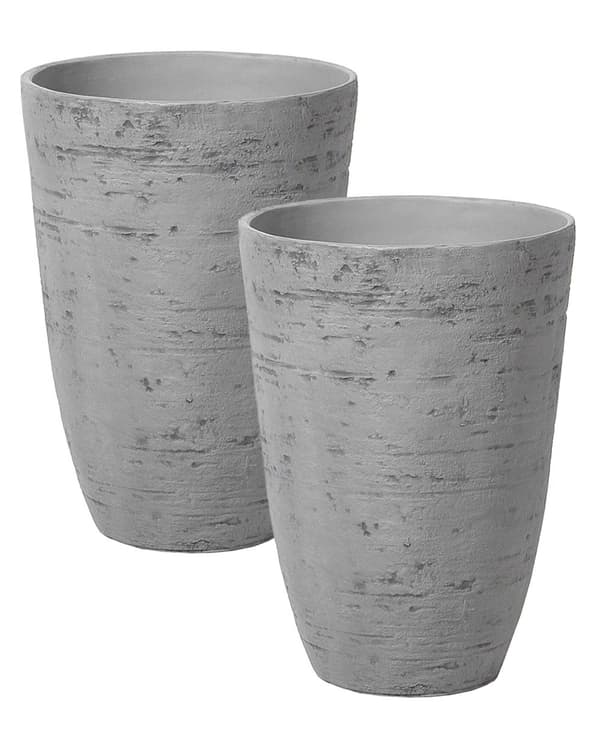 Sett med 2 blomsterpotter Grå Stein 35 x 35 x 50 cm Moderne design Dekorative krukker Tilbehør Innendørs Utendørs