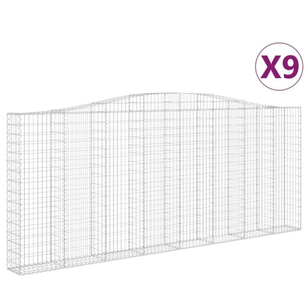 vidaXL Gabionkurver buede 9 stk 400x30x160/180 cm galvanisert jern