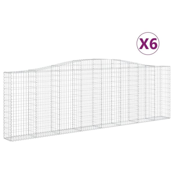 vidaXL Gabionkurver buede 6 stk 400x30x120/140 cm galvanisert jern