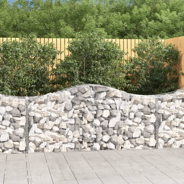 vidaXL buede gabionkurve 10 stk. 200x50x80/100 cm galvaniseret jern
