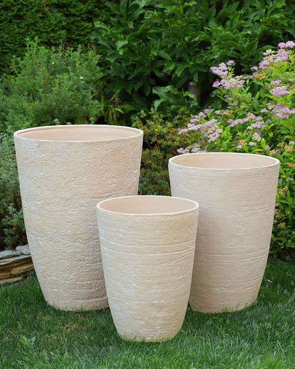 Kukkaruukku beige 43 x 60 x 43 cm kiviseos lasikuitu polyhartsi pyöreä säänkestävä