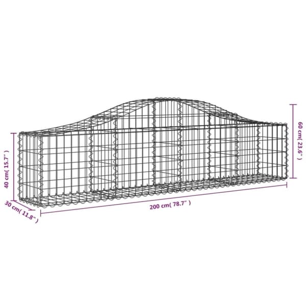 vidaXL Gabionkurver buede 6 stk 200x30x40/60 cm galvanisert jern