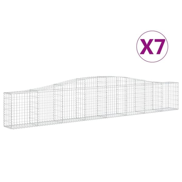 vidaXL Gabionkurver buede 7 stk 400x30x60/80 cm galvanisert jern