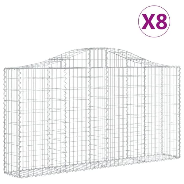 vidaXL Gabionkurver buede 8 stk 200x30x100/120 cm galvanisert jern