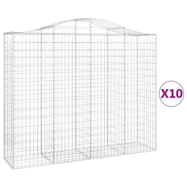 vidaXL Gabionkurver buede 10 stk 200x50x160/180 cm galvanisert jern