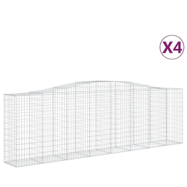 vidaXL Gabionkurver buede 4 stk 400x50x120/140 cm galvanisert jern